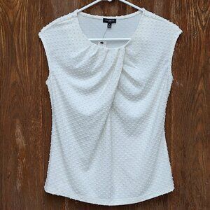 NWT Ivory Swiss Dot Sleeveless Stretch Top, by Talbots, Size Petite XS